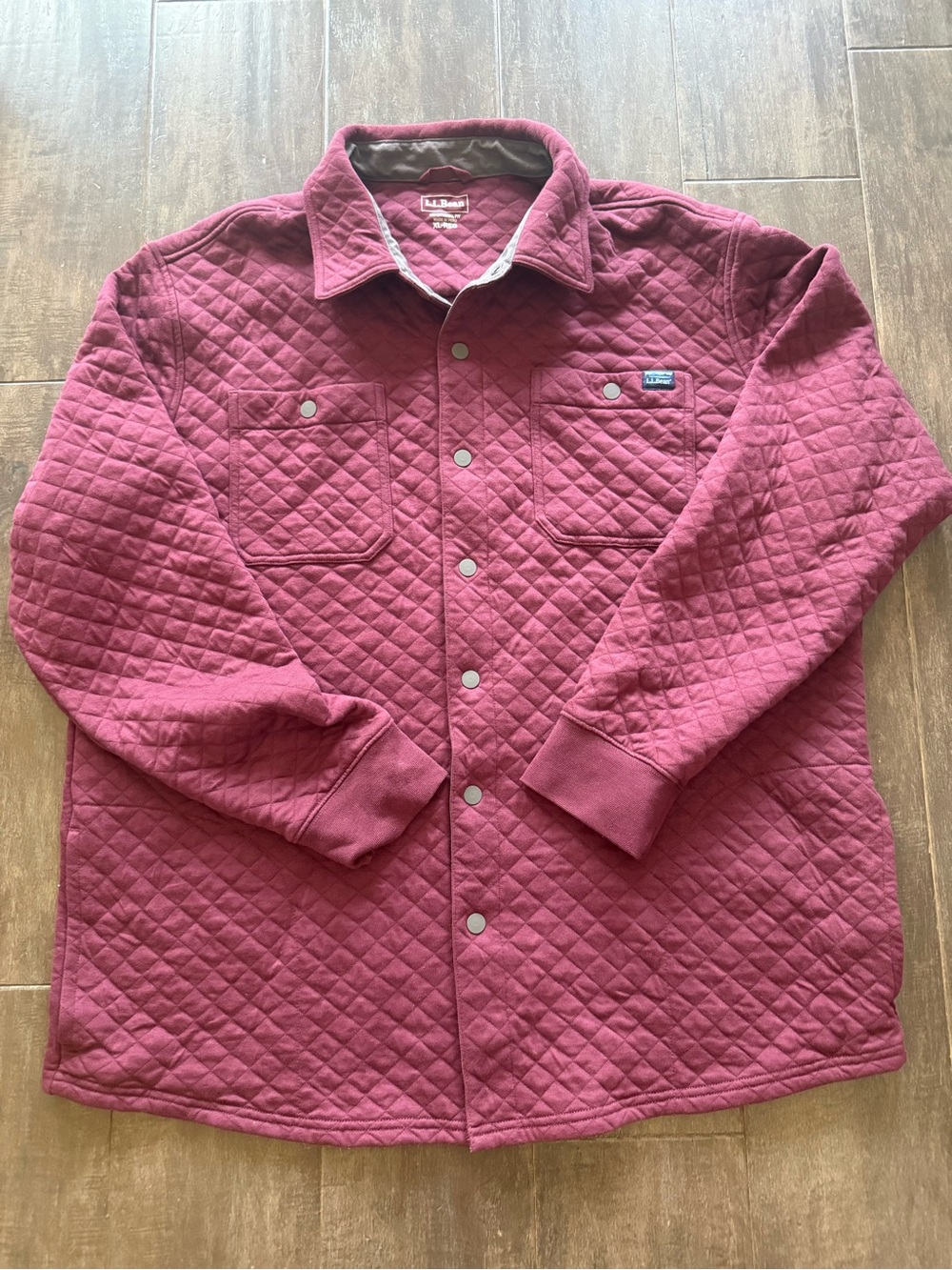 L.L. Bean Traditional Fit Quilted Snap Front Overshirt Burgundy Men’s XL Reg